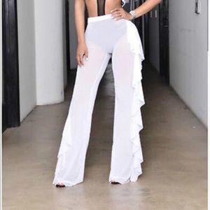 White cover up pants